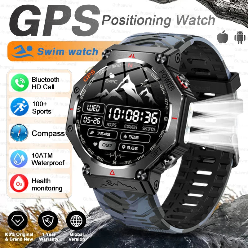 T-Rex 3 GPS Smart Watch by GUHUAVMI - Military Grade, 10ATM Waterproof