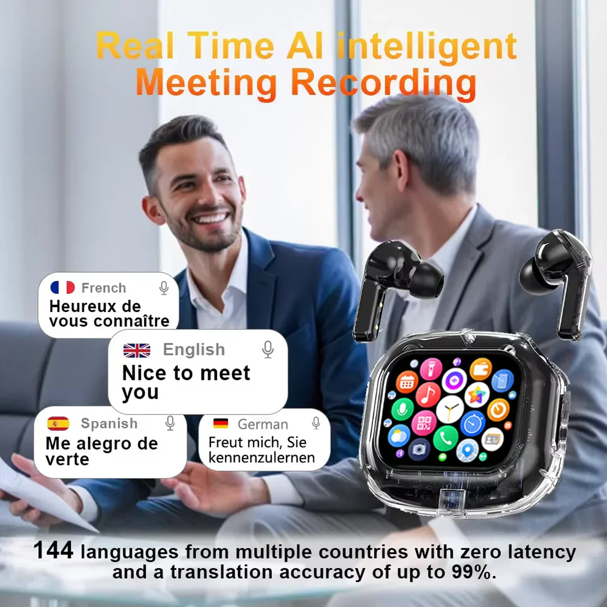 Bluetooth Headphones Real Time Translation WJOY