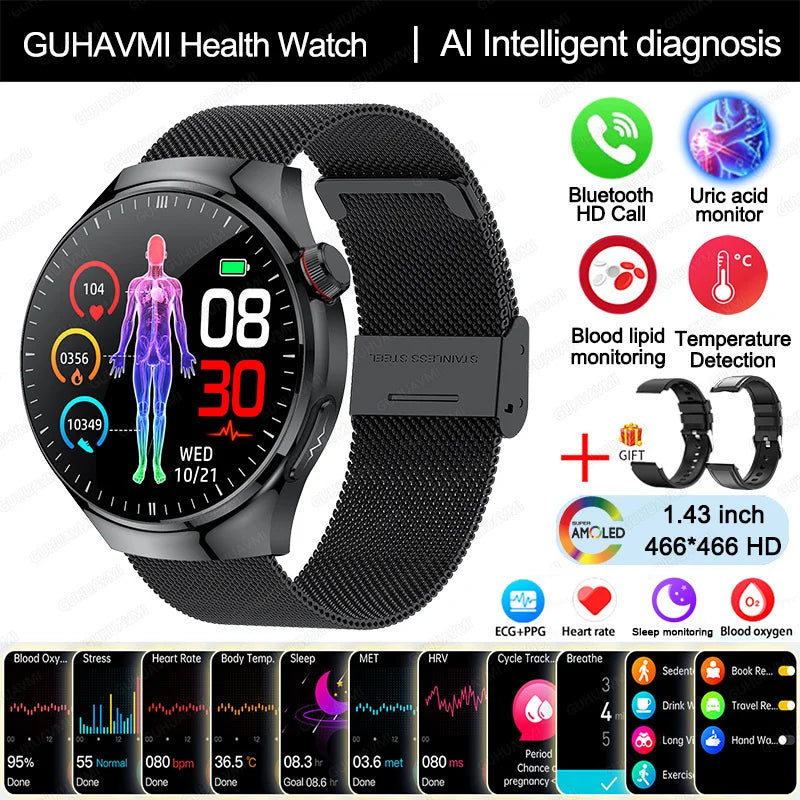 Smart Watch TK26 Blood Oxygen ECG Body Temperature by GUHUAVMI