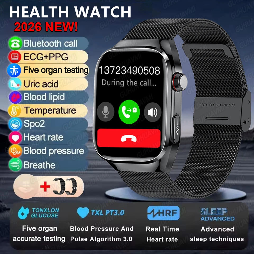 Smart Watch for Men Uric Acid and Body Fat Monitoring