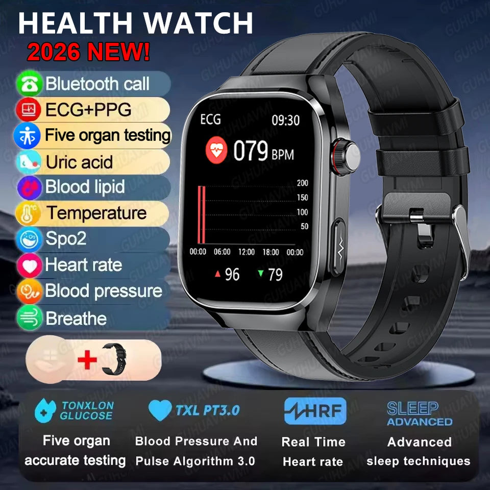 Smart Watch for Men Uric Acid and Body Fat Monitoring
