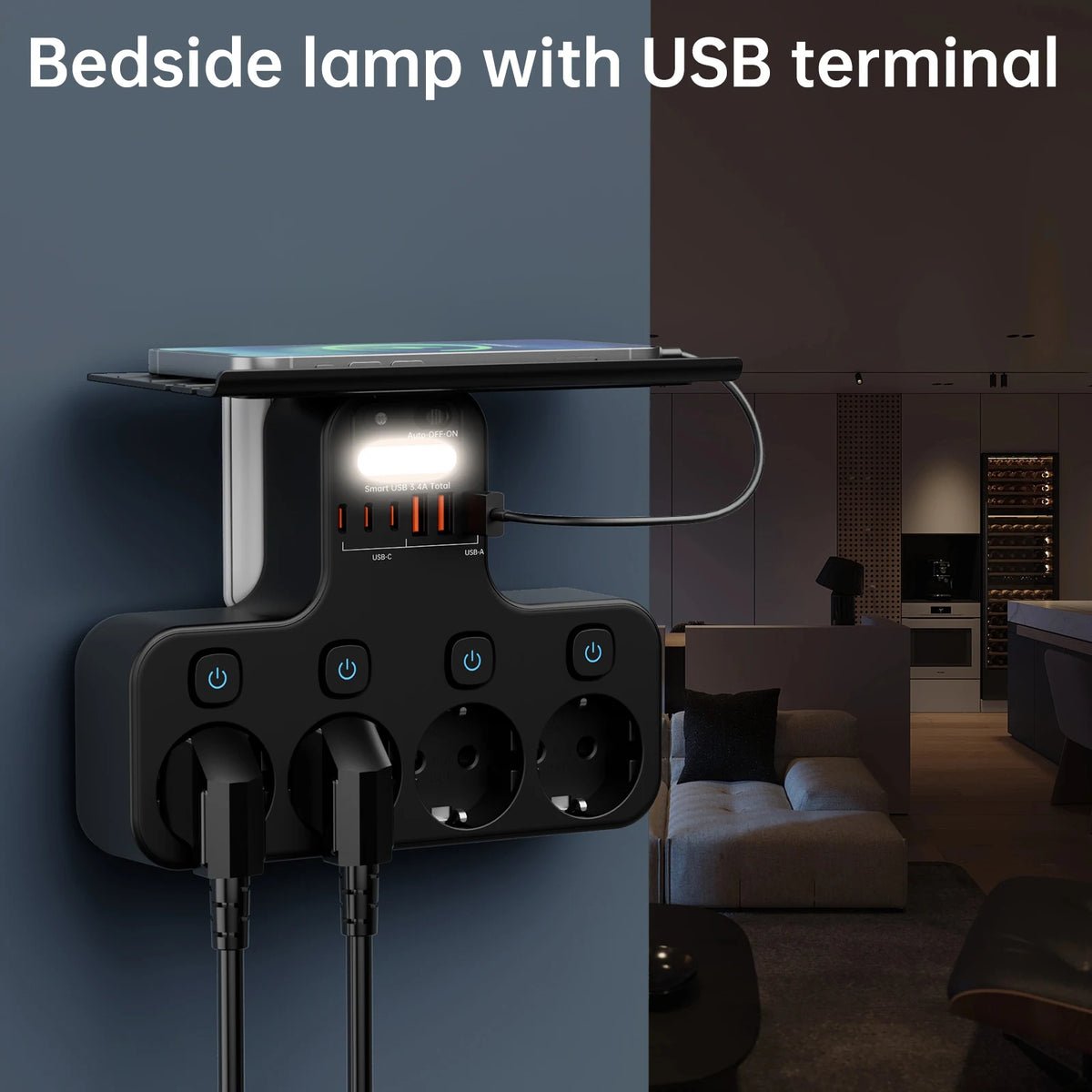 4000W Power Strip with USB C Ports by DODOYESANA