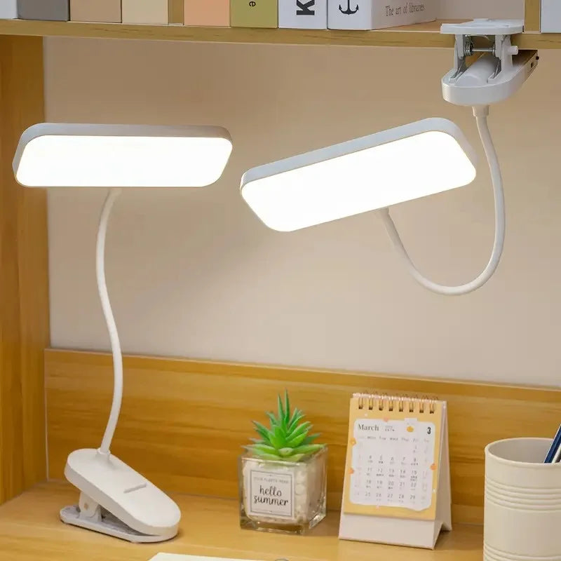 Clip-on LED Desk Lamp White Plastic for Study and Reading