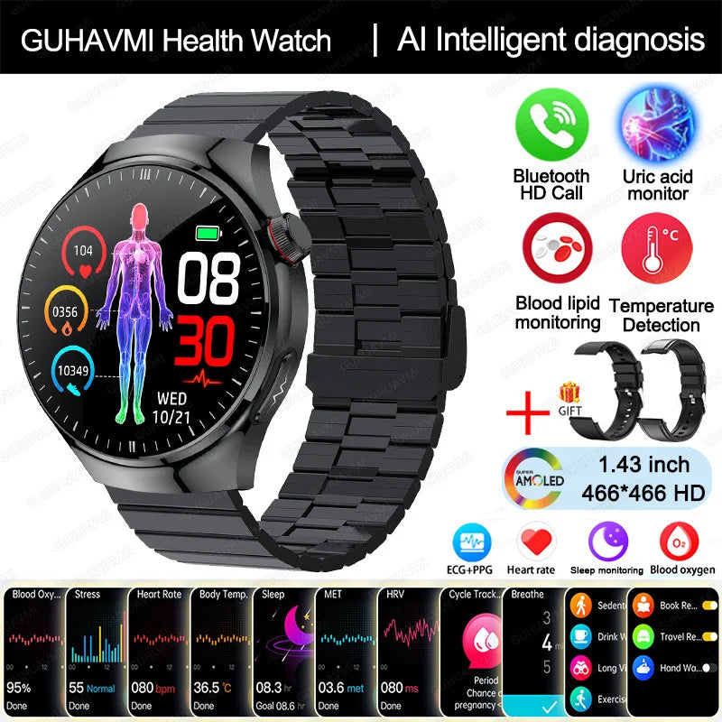 Smart Watch TK26 Blood Oxygen ECG Body Temperature by GUHUAVMI