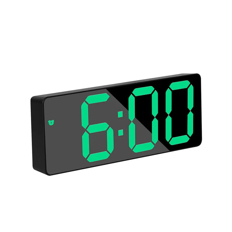Digital Alarm Clock LED Curved Screen Plastic Bedside Clock