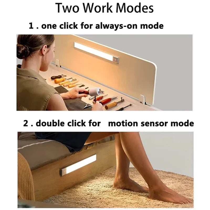 PIR Motion Sensor LED Night Light Dimmable Rechargeable Lamp