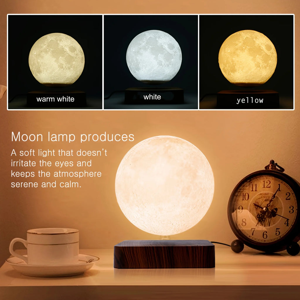 Magnetic Floating Moon Lamp with Wooden Base