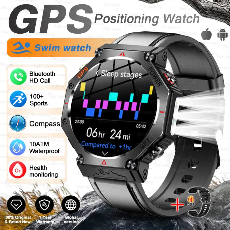 T-Rex 3 GPS Smart Watch by GUHUAVMI - Military Grade, 10ATM Waterproof