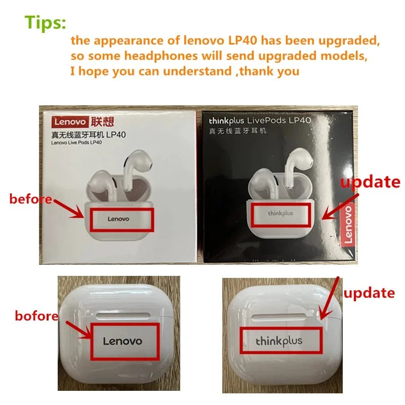 Bluetooth 5.3 Lenovo LP40 Lightweight Waterproof Earphones