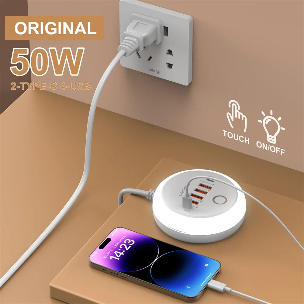 50W USB Charger Multi Port Fast Charging Adapter for iPhone Samsung