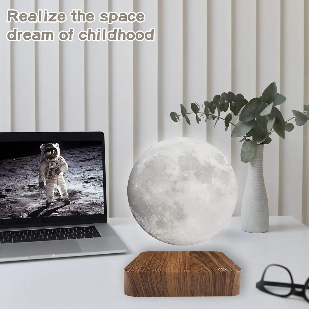 Magnetic Floating Moon Lamp with Wooden Base