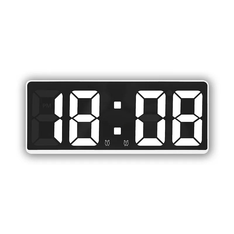 Digital Alarm Clock LED Curved Screen Plastic Bedside Clock