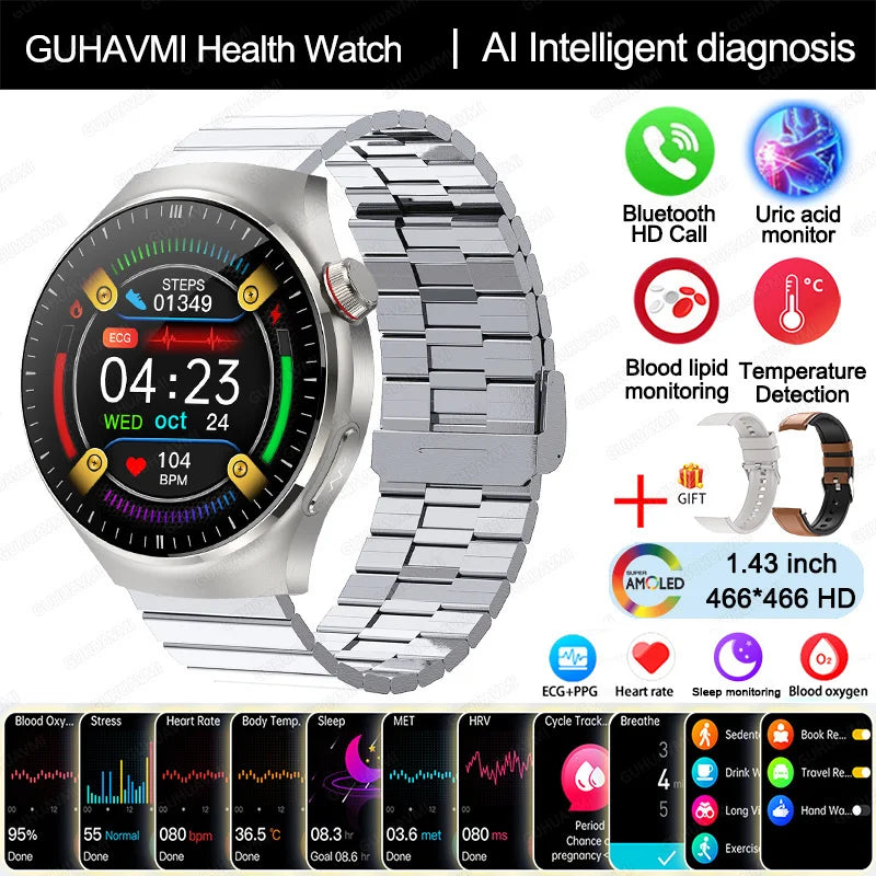 Smart Watch TK26 Blood Oxygen ECG Body Temperature by GUHUAVMI