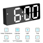 Digital Alarm Clock LED Curved Screen Plastic Bedside Clock