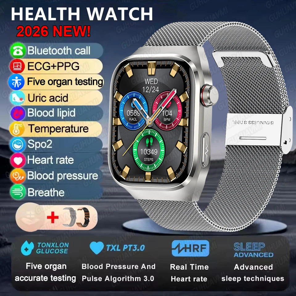 Smart Watch for Men Uric Acid and Body Fat Monitoring