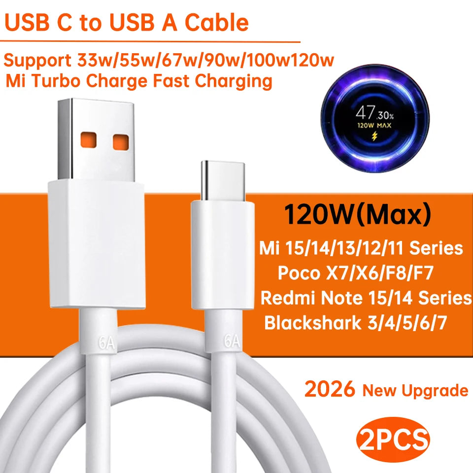 Xiaomi Type C Cable 120W Fast Charger for Mi and Redmi Phones