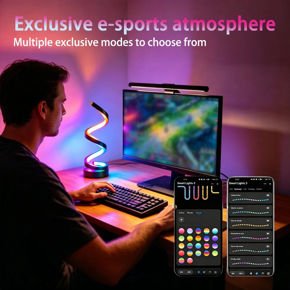 Smart LED Spiral Table Lamp by KIQUNE with Remote Control