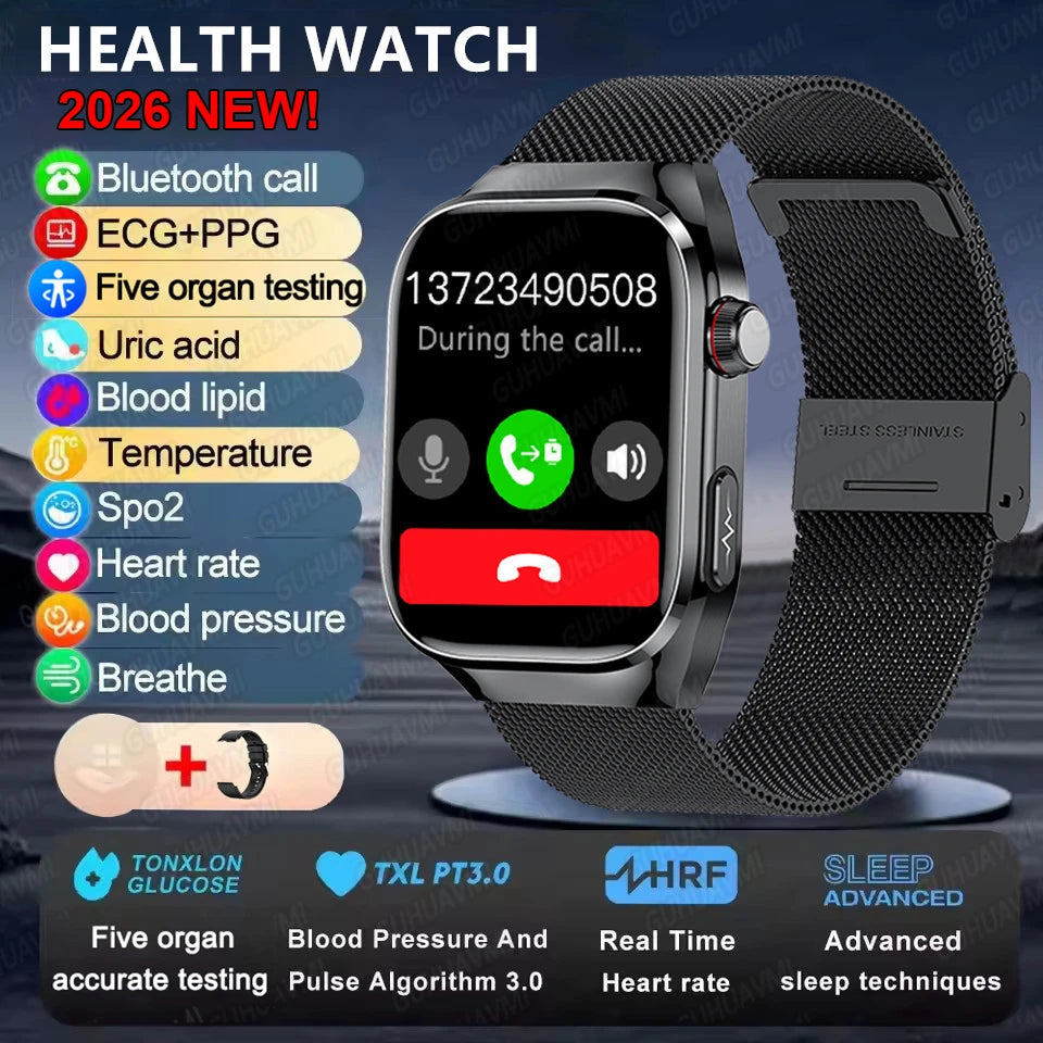 Smart Watch for Men Uric Acid and Body Fat Monitoring