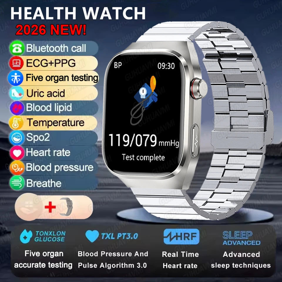 Smart Watch for Men Uric Acid and Body Fat Monitoring