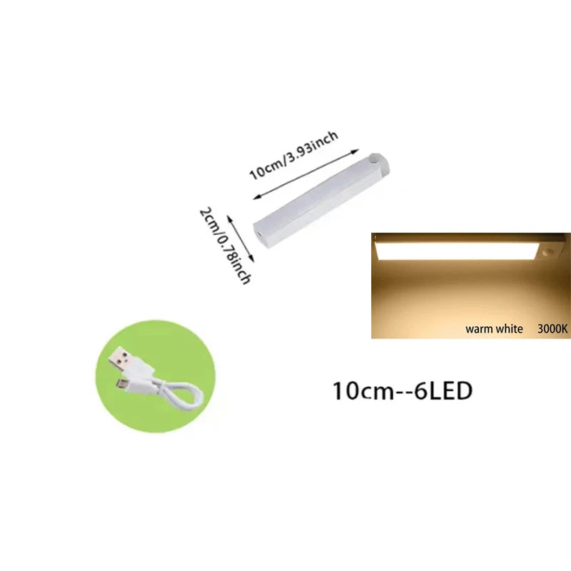 PIR Motion Sensor LED Night Light Dimmable Rechargeable Lamp