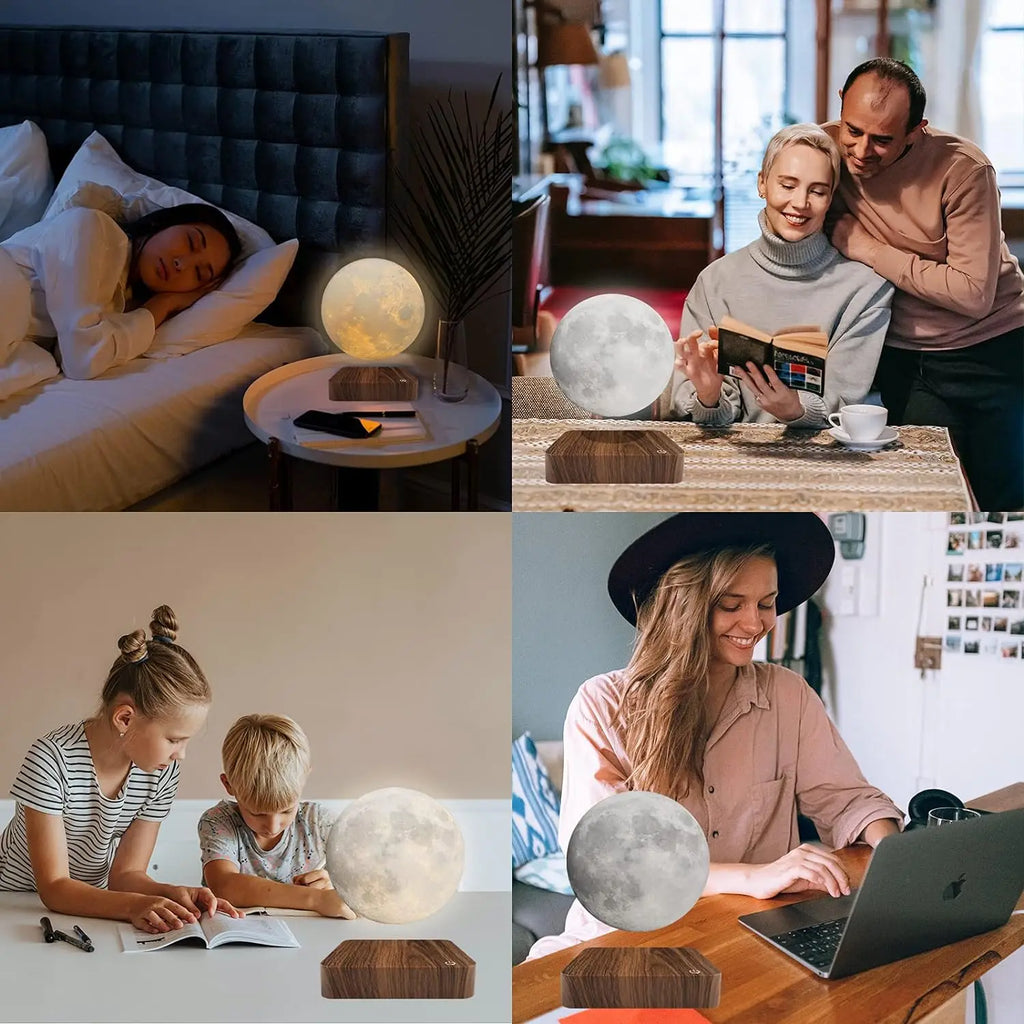 Magnetic Floating Moon Lamp with Wooden Base