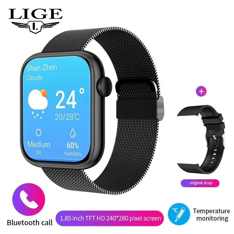 LIGE Smart Watch 1.85 Inch Bluetooth Call Sports Bracelet