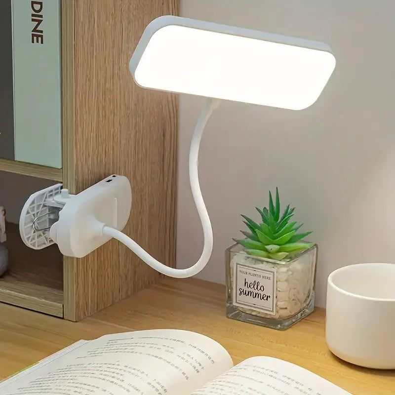 Clip-on LED Desk Lamp White Plastic for Study and Reading