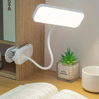 Clip-on LED Desk Lamp White Plastic for Study and Reading