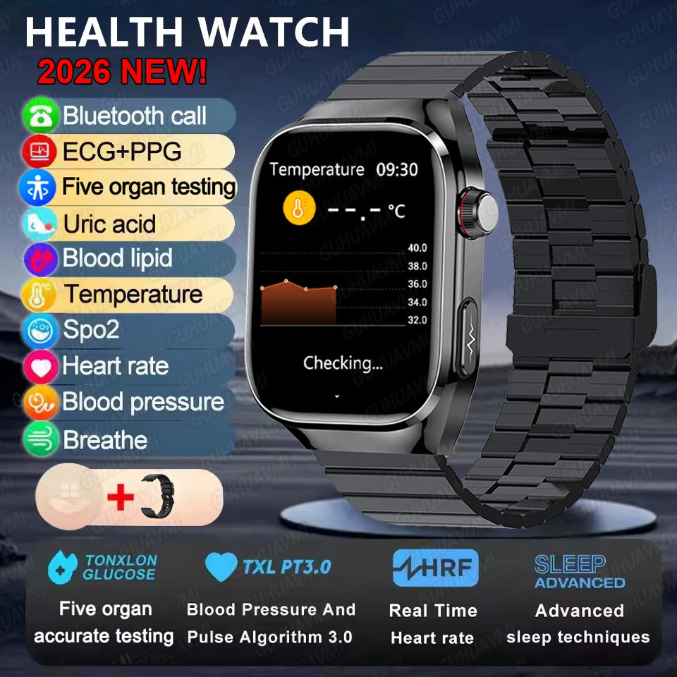 Smart Watch for Men Uric Acid and Body Fat Monitoring