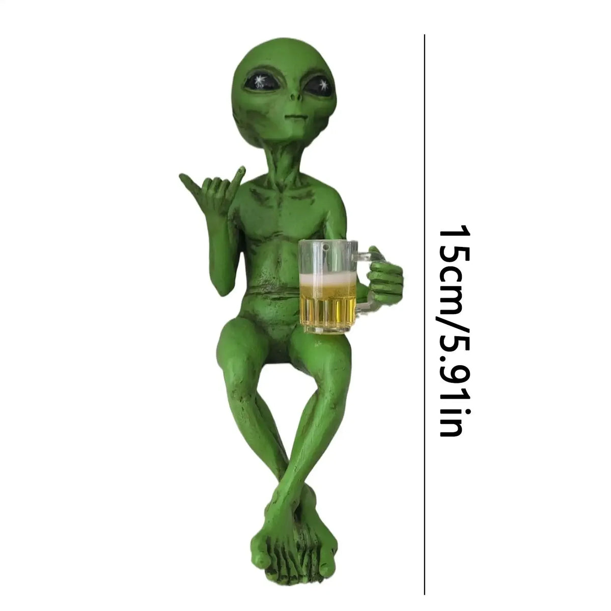 Alien Statue Resin Craft Drinking Beer Sculpture