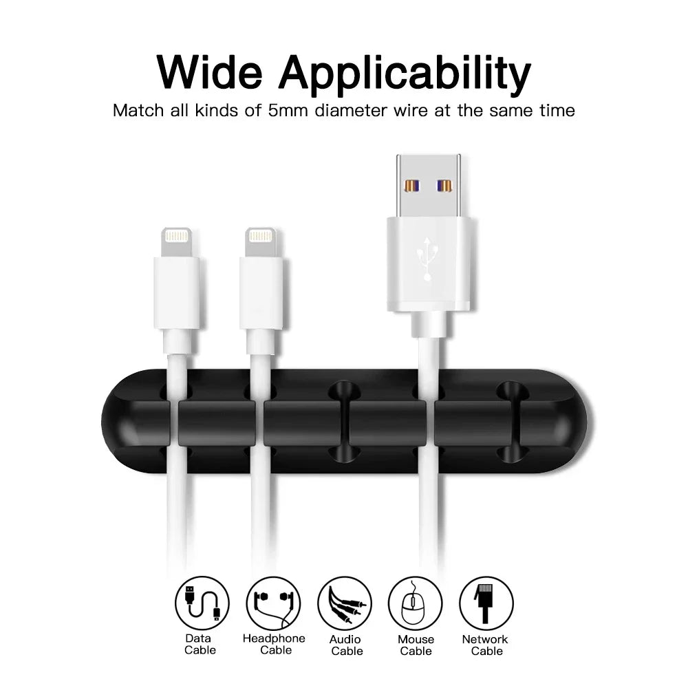 USB Cable Organizer Silicone Winder for Desktop Tidy Management
