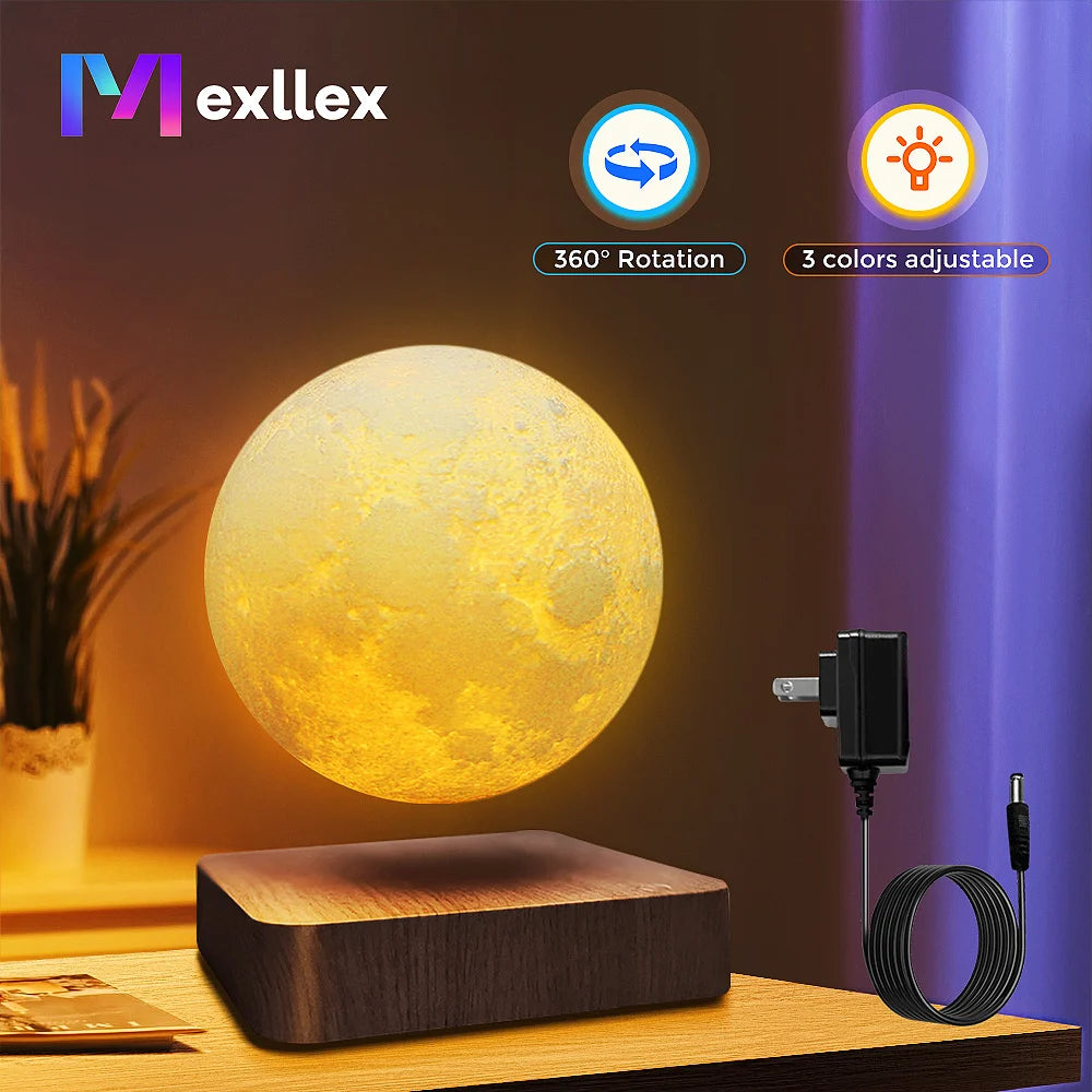 Magnetic Floating Moon Lamp with Wooden Base