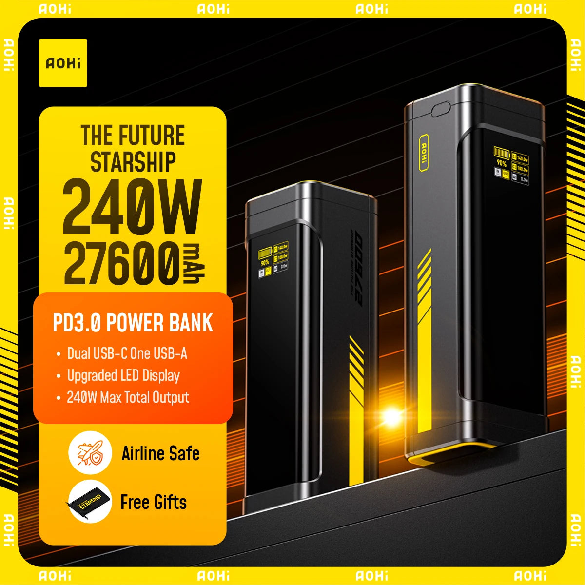 240W AOHI The Future Starship 27600mAh Power Bank Dark Gray