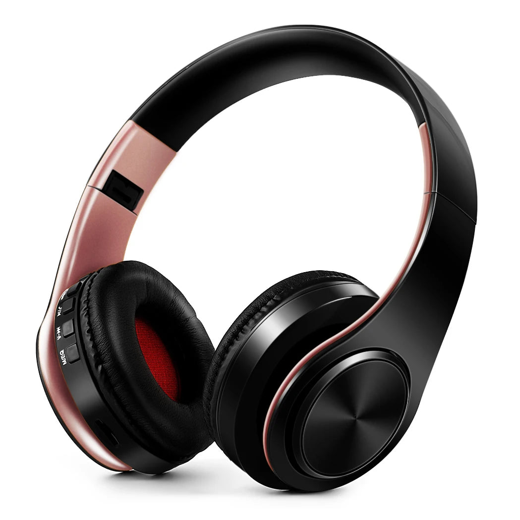 Gold Wireless Headphones Bluetooth Earphone Stereo Headset