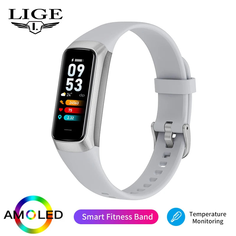 LIGE Smartwatch 1.1" AMOLED Waterproof Sports Tracker for IOS Android
