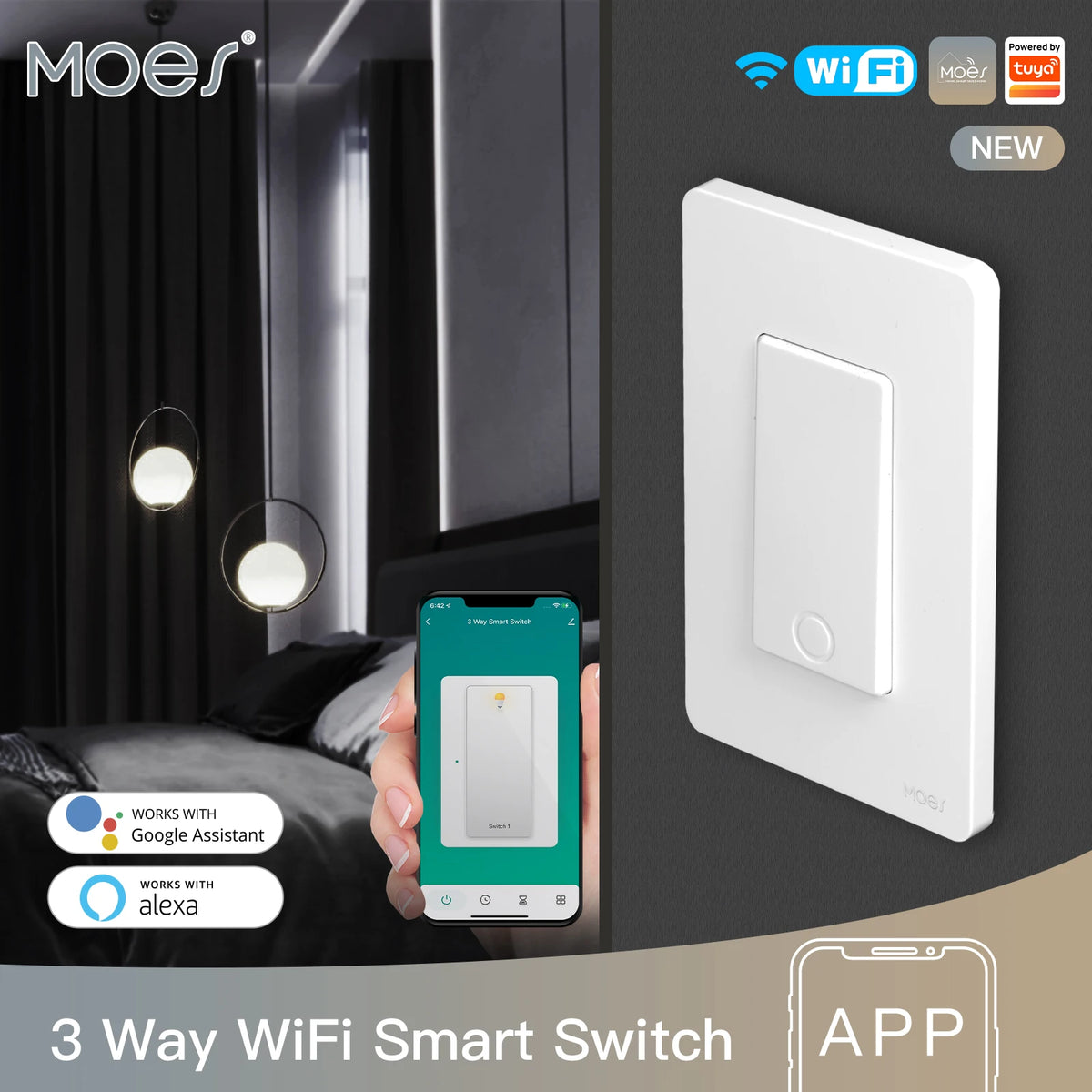 Tuya Smart WiFi Push Button Light Switch by MOES