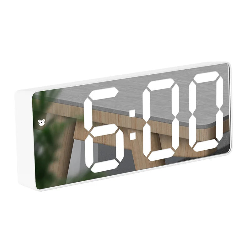 Digital Alarm Clock LED Curved Screen Plastic Bedside Clock