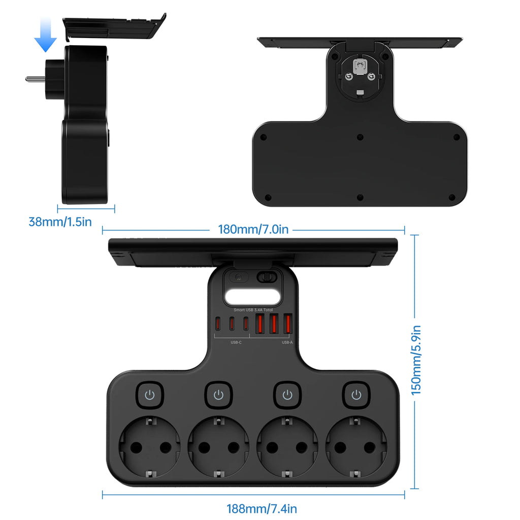 4000W Power Strip with USB C Ports by DODOYESANA