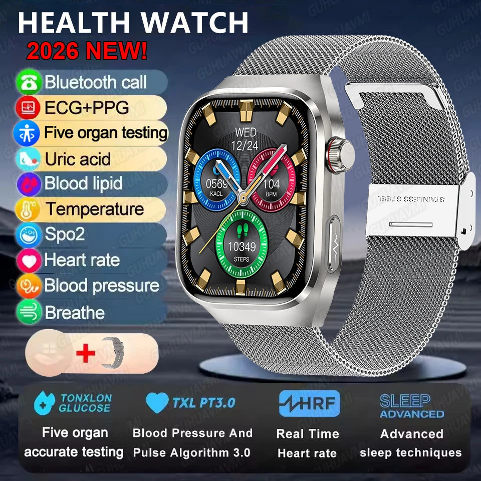 Smart Watch for Men Uric Acid and Body Fat Monitoring