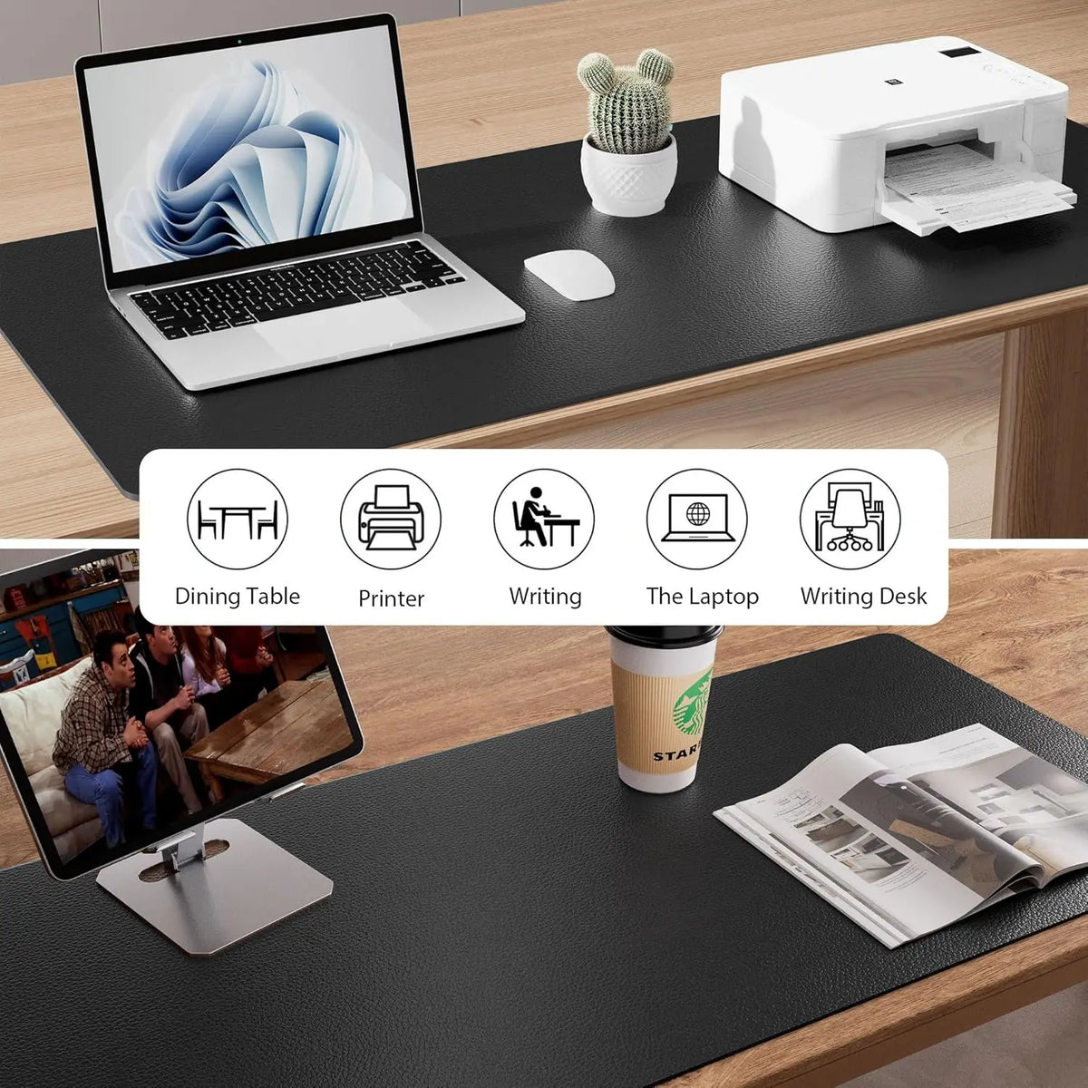 Large Waterproof PU Leather Desk Mat for Office and Home
