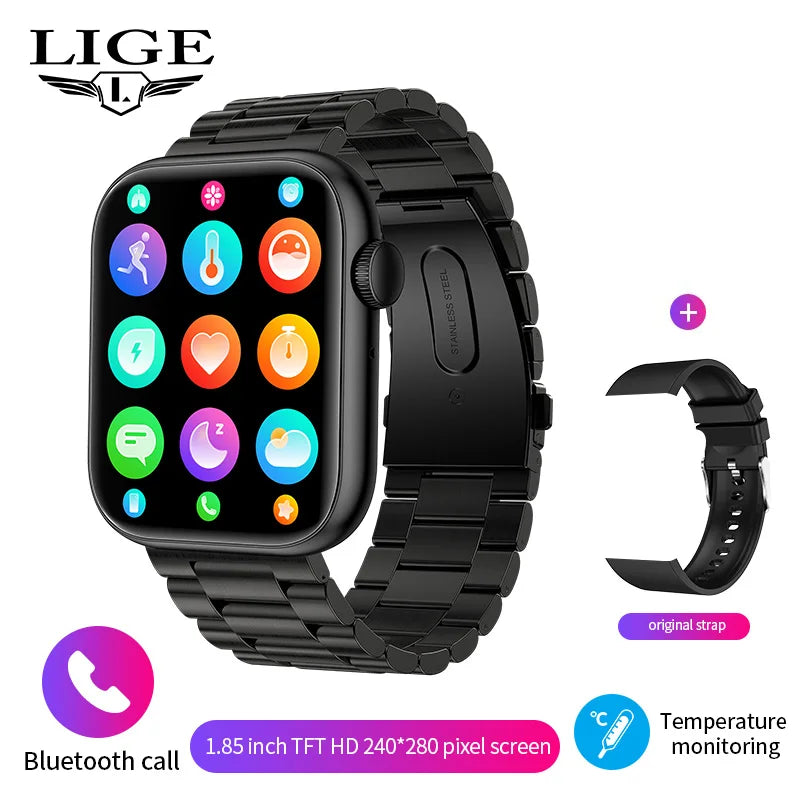 LIGE Smart Watch 1.85 Inch Bluetooth Call Sports Bracelet