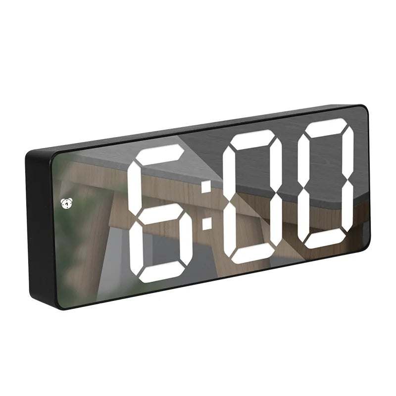 Digital Alarm Clock LED Curved Screen Plastic Bedside Clock