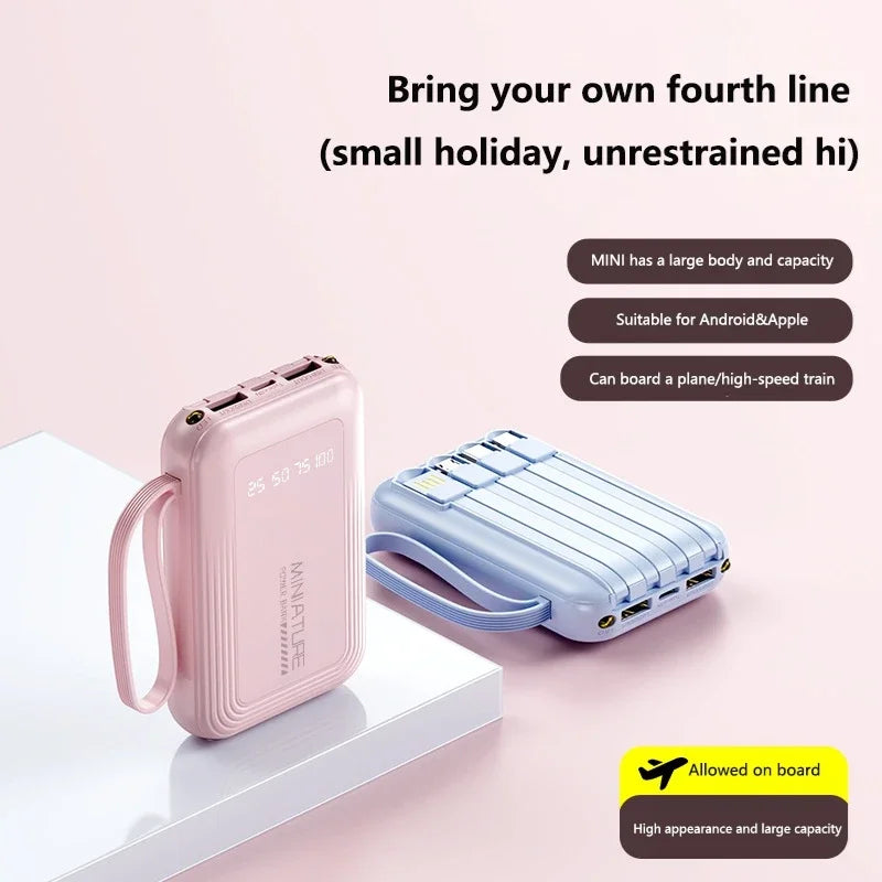 VIVO Mini Power Bank 500000mAh with 4 Built-in Cables