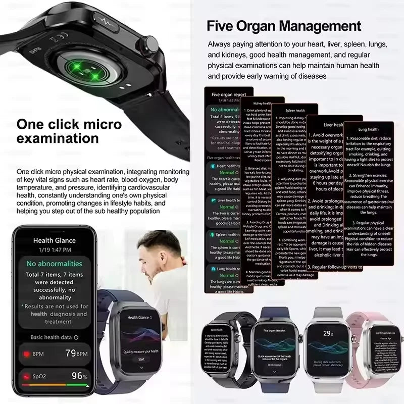 Smart Watch for Men Uric Acid and Body Fat Monitoring