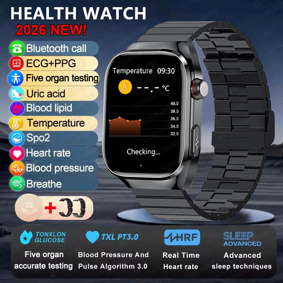 Smart Watch for Men Uric Acid and Body Fat Monitoring