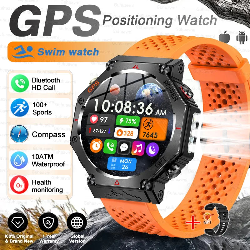T-Rex 3 GPS Smart Watch by GUHUAVMI - Military Grade, 10ATM Waterproof