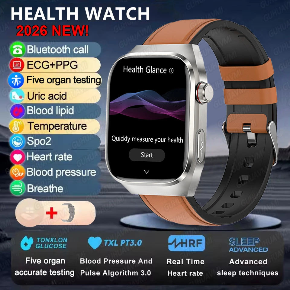 Smart Watch for Men Uric Acid and Body Fat Monitoring