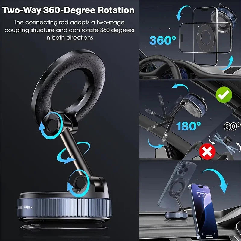 Magnetic Car Phone Holder Stainless Steel Adjustable Mount