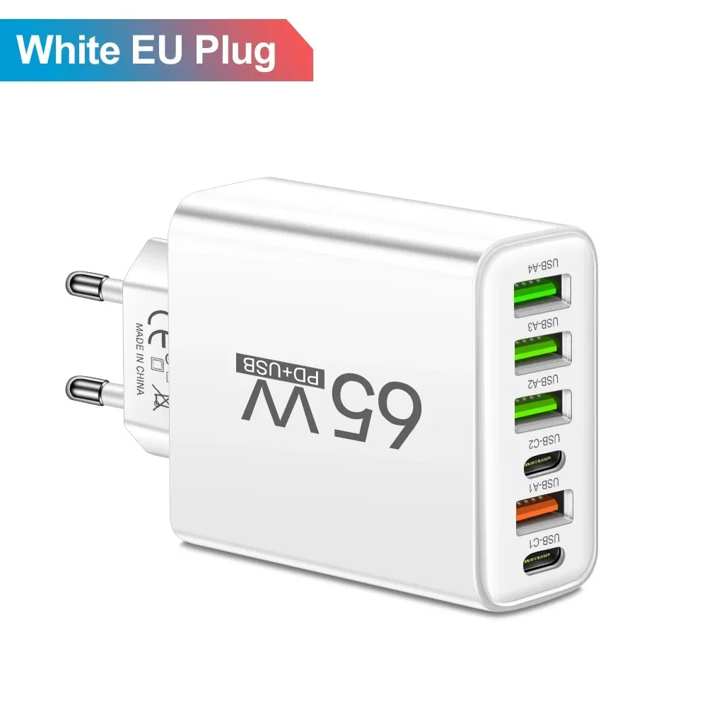 65W USB Charger Type C Adapter for iPhone Samsung Xiaomi Huawei