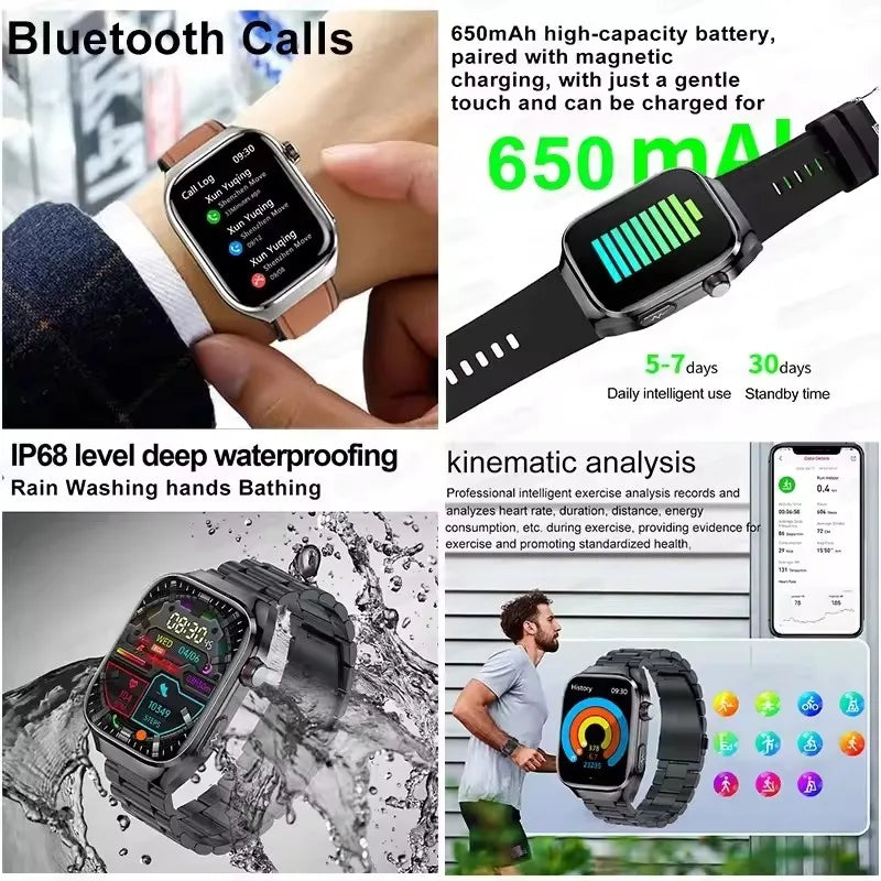 Smart Watch for Men Uric Acid and Body Fat Monitoring